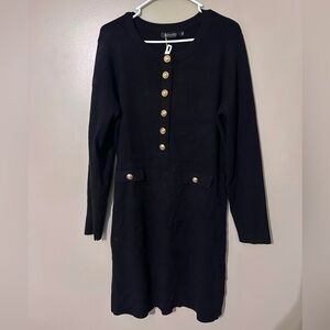 New XL Elegant Black Dress with Gold Accents